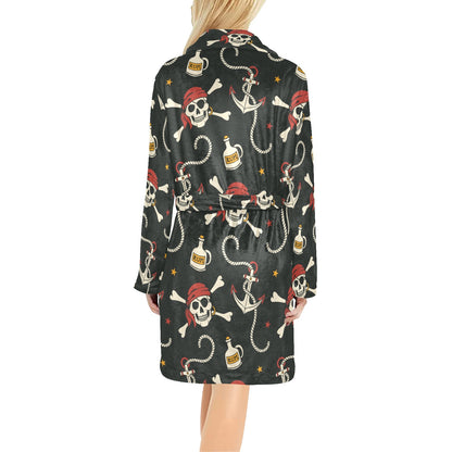 Pirate Pattern Print Design A02 Women's Fleece Robe