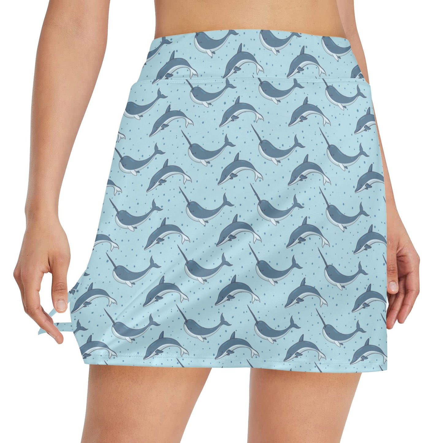 Narwhal Dolphin Print 17" Golf & Pickleball Skort with Pockets