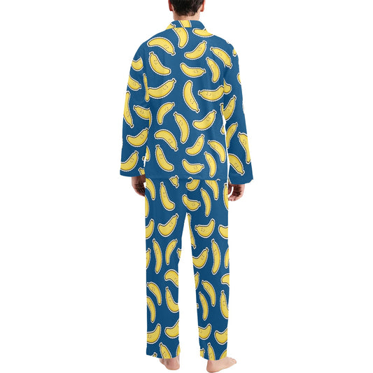 Banana Pattern Print Design BA03 Men's Long Pajama Set