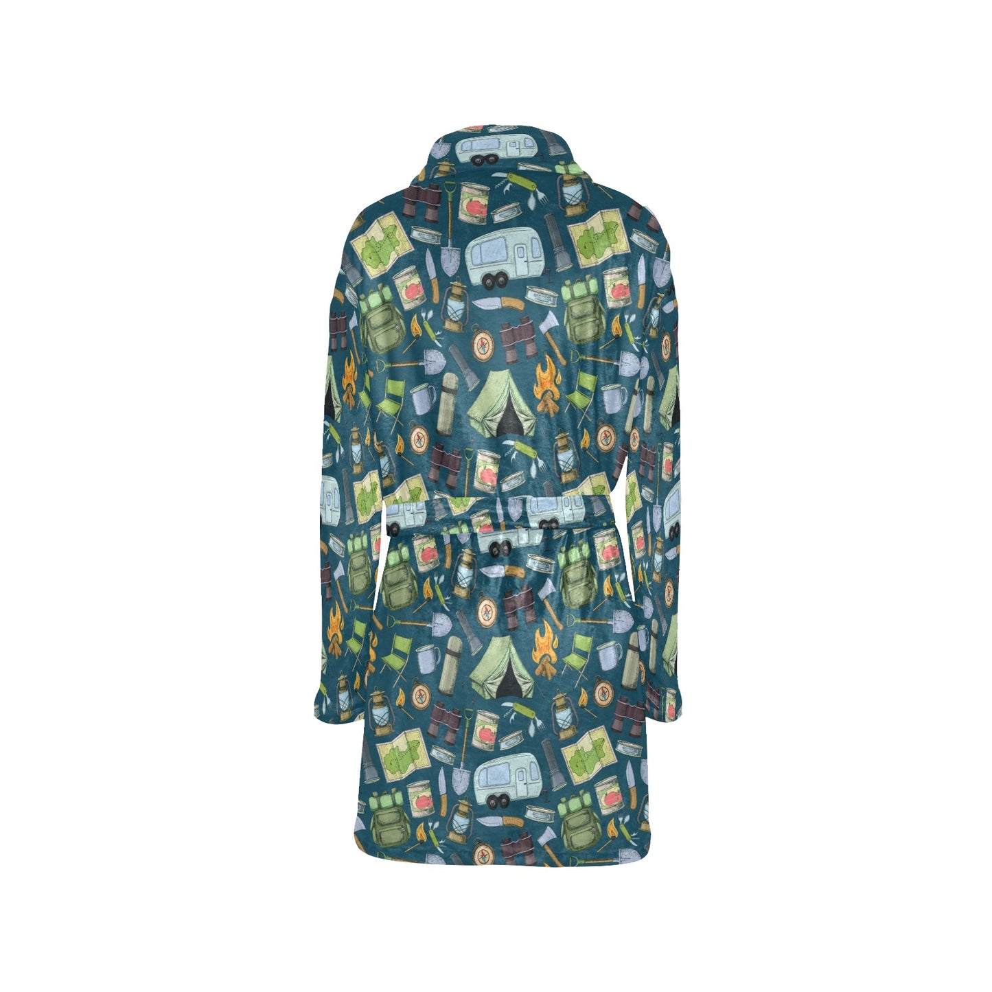 Camping Pattern Print Design 02 Women's Fleece Robe