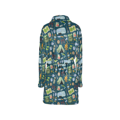 Camping Pattern Print Design 02 Women's Fleece Robe