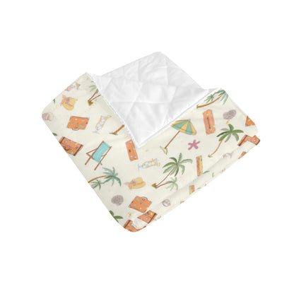 Beach Themed Pattern Print Design 05 Premium Quilt