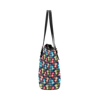 Monkey Colorful Design Themed Print Leather Tote Bag