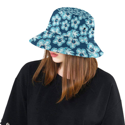 Blue Hibiscus Pattern Print Design HB011 Unisex Bucket Hat