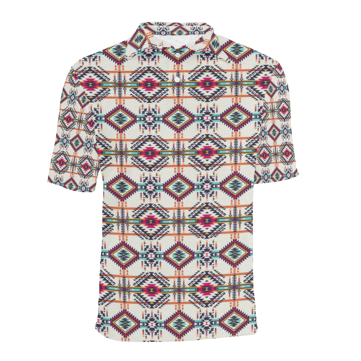 Indian Navajo Art Themed Design Print Men Polo Shirt