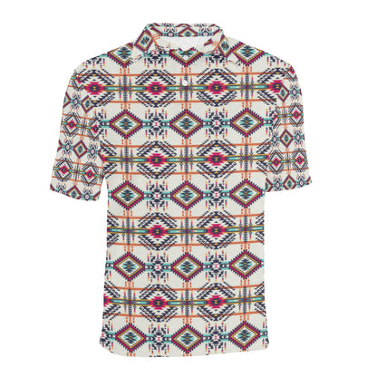 Indian Navajo Art Themed Design Print Men Polo Shirt