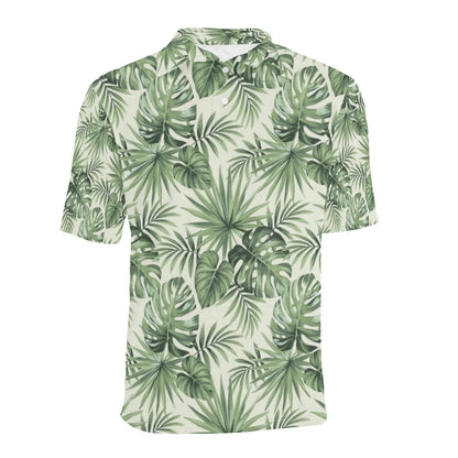 Palm Leaf Pattern Print Design A02 Men Polo Shirt