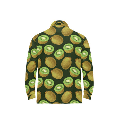 Kiwi Pattern Print Design KW04 Long Sleeve Polo Shirt For Men's