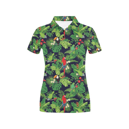 Rainforest Parrot Pattern Print Design A03 Women's Polo Shirt
