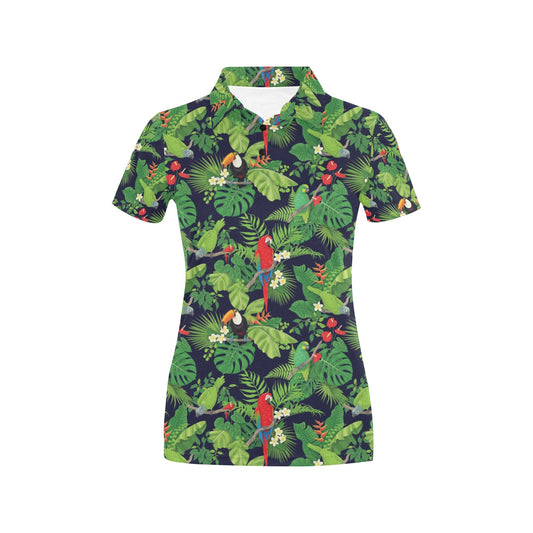 Rainforest Parrot Pattern Print Design A03 Women's Polo Shirt
