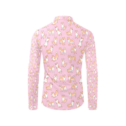 Shiba Inu Print Design LKS303 Men's Long Sleeve Dress Shirt