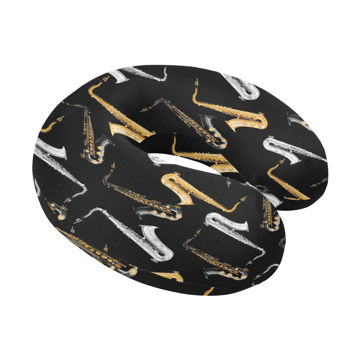 Saxophone Pattern Print Design 01 U-Shaped Travel Neck Pillow