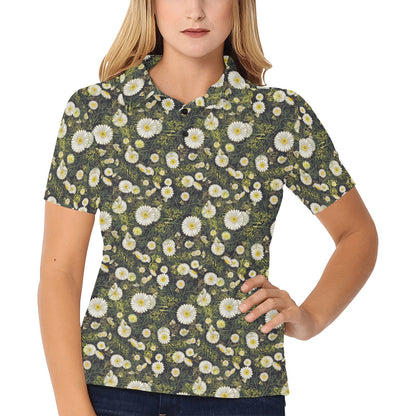 Daisy Pattern Print Design 03 Women's Polo Shirt