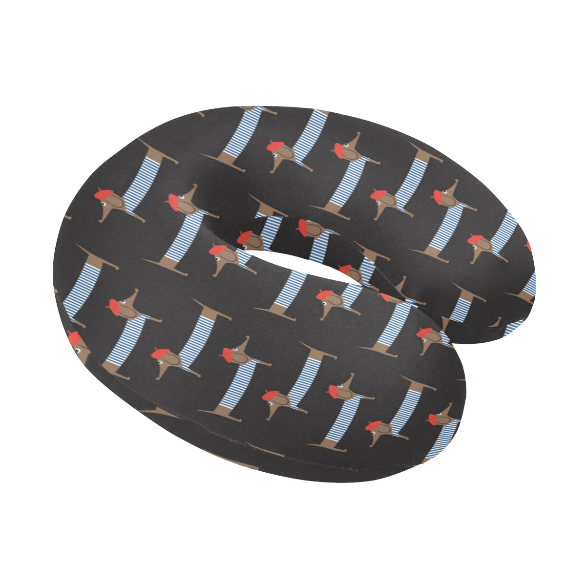 Dachshund Pattern Print Design 04 U-Shaped Travel Neck Pillow