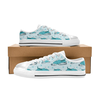 Snowmobile Print Design LKS301 Women's White Low Top Shoes