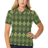 Argyle Green Pattern Print Design 01 Women's Polo Shirt