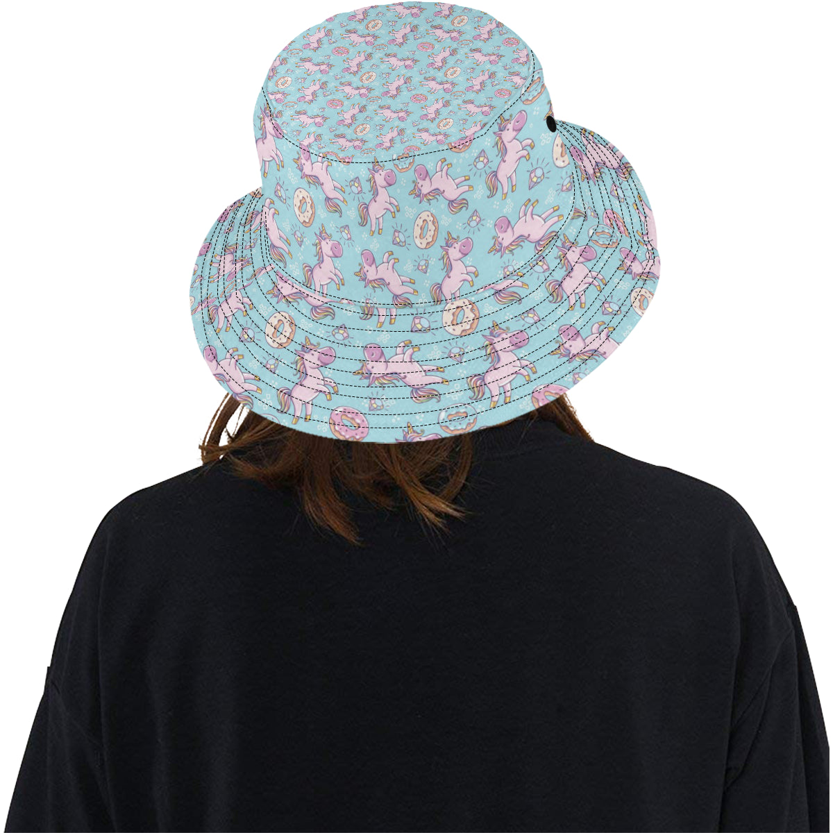 Donut Unicorn Pattern Print Design DN016 Unisex Bucket Hat