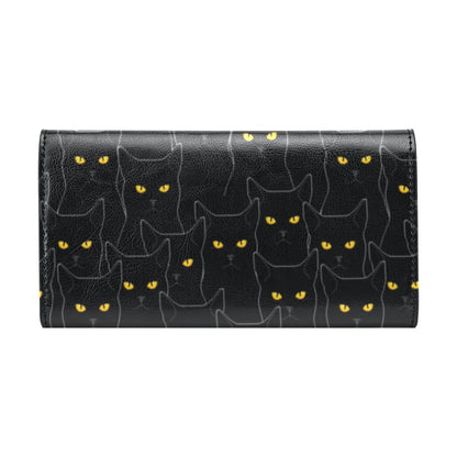 Black Cat Yellow Eyes Print Pattern Women's Trifold Wallet