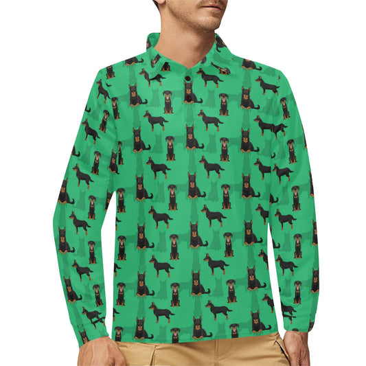 Beauceron Pattern Print Design 01 Long Sleeve Polo Shirt For Men's