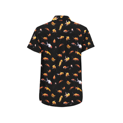 Goldfish Print Design LKS402 Men Short Sleeve Button Up Shirt