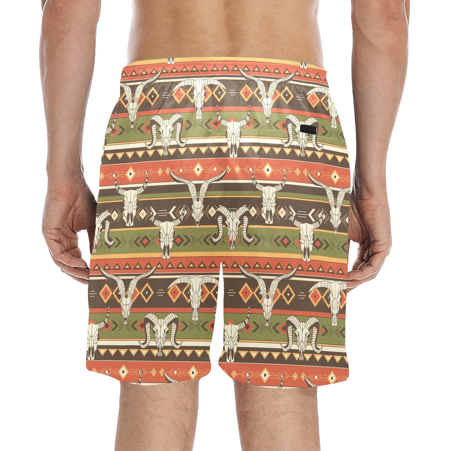 American indian Skull Animal Men's Swim Trunks Beach Shorts