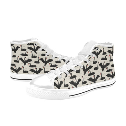 Swan Print Design LKS402 Men's High Top Canvas Shoes