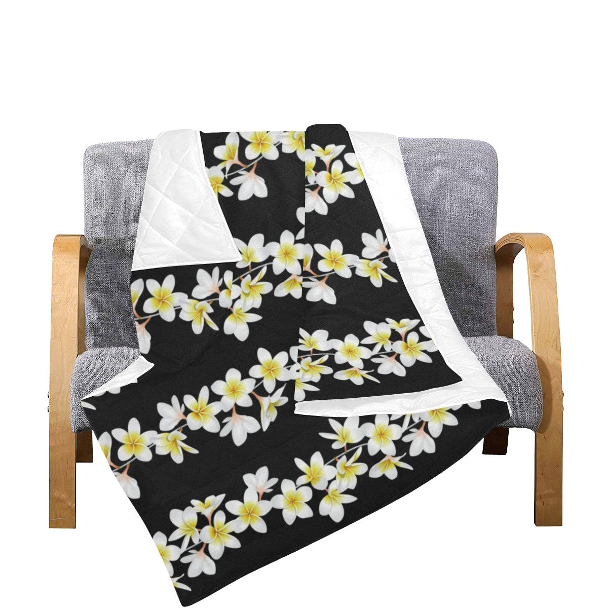 White Plumeria Pattern Print Design PM08 Premium Quilt