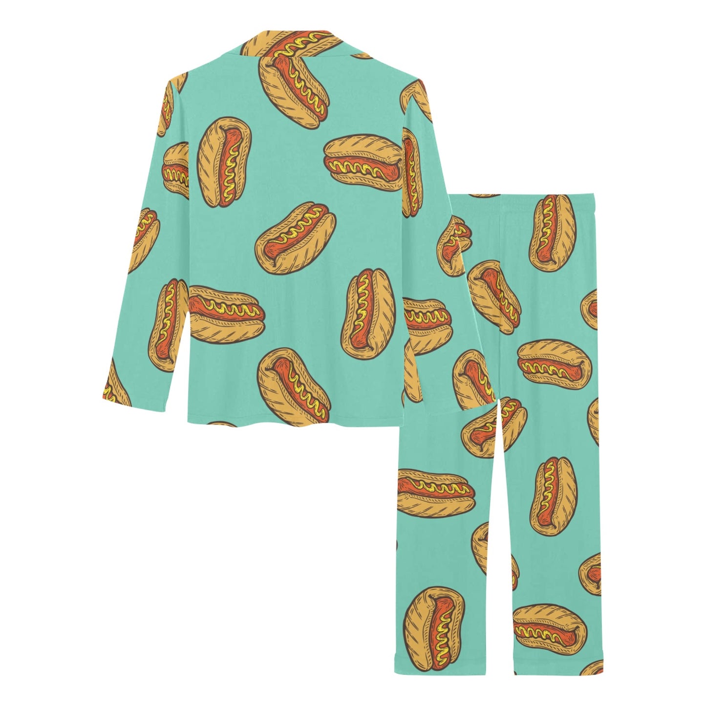 Hot Dog Pattern Print Design 04 Women's Long Pajama Set