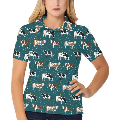 Cattle Print Design LKS404 Women's Polo Shirt