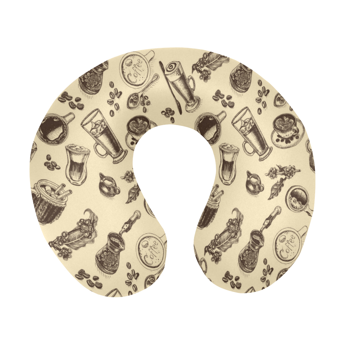 Coffee Pattern Print Design 05 U-Shaped Travel Neck Pillow
