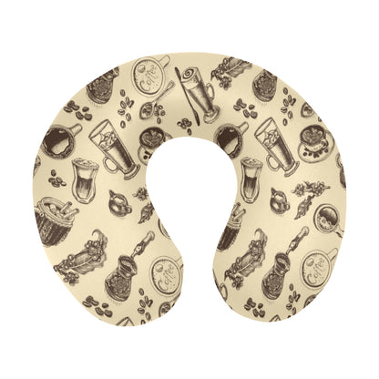 Coffee Pattern Print Design 05 U-Shaped Travel Neck Pillow