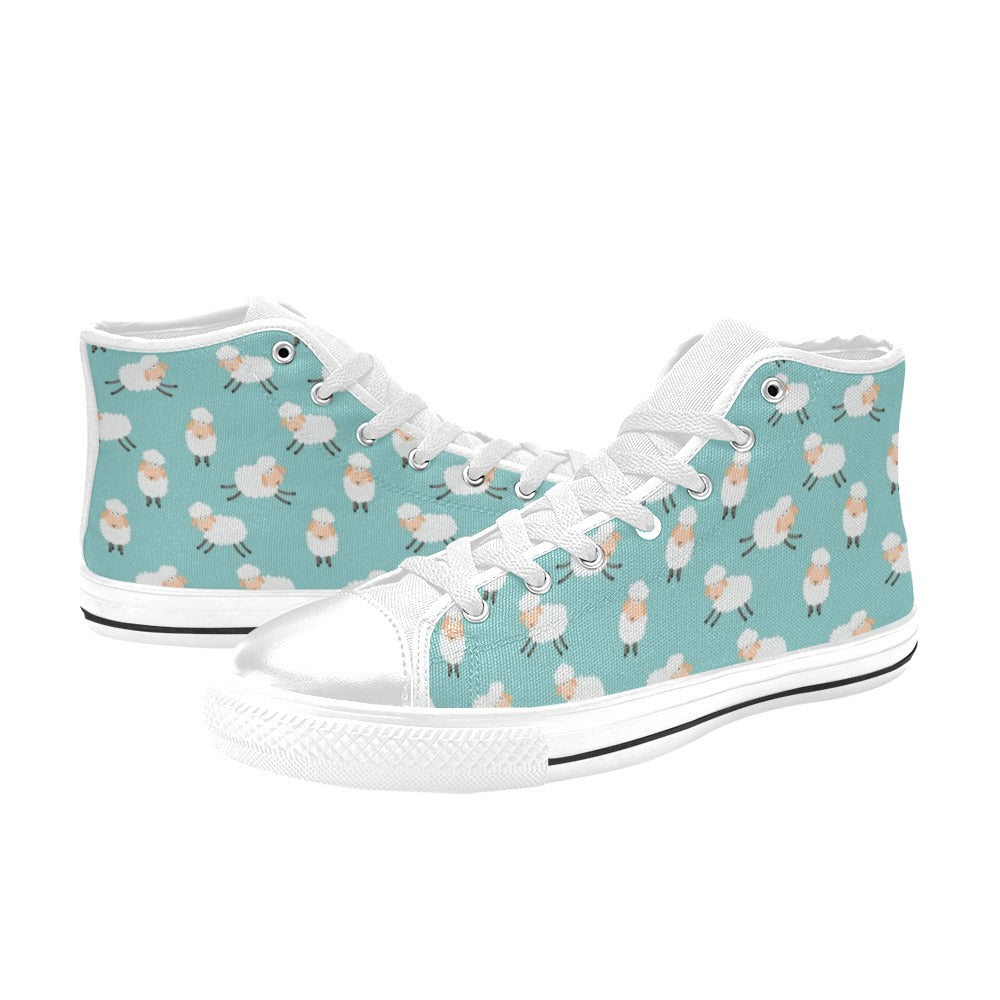 Sheep Print Design LKS406 Men's High Top Canvas Shoes