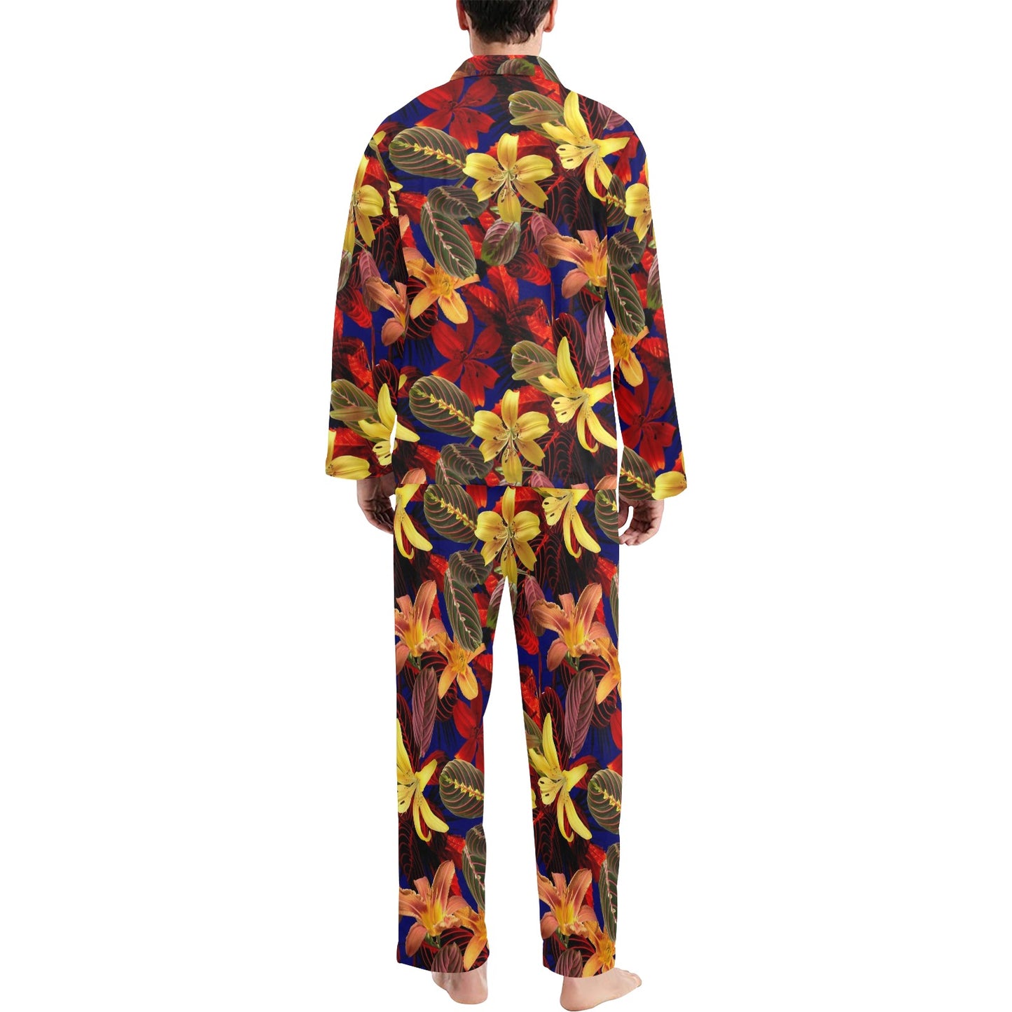 Lily Pattern Print Design LY014 Men's Long Pajama Set