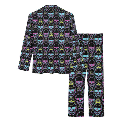 Skull 3D Colorful Print Design LKS309 Women's Long Pajama Set