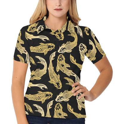 KOI Fish Pattern Print Design 03 Women's Polo Shirt
