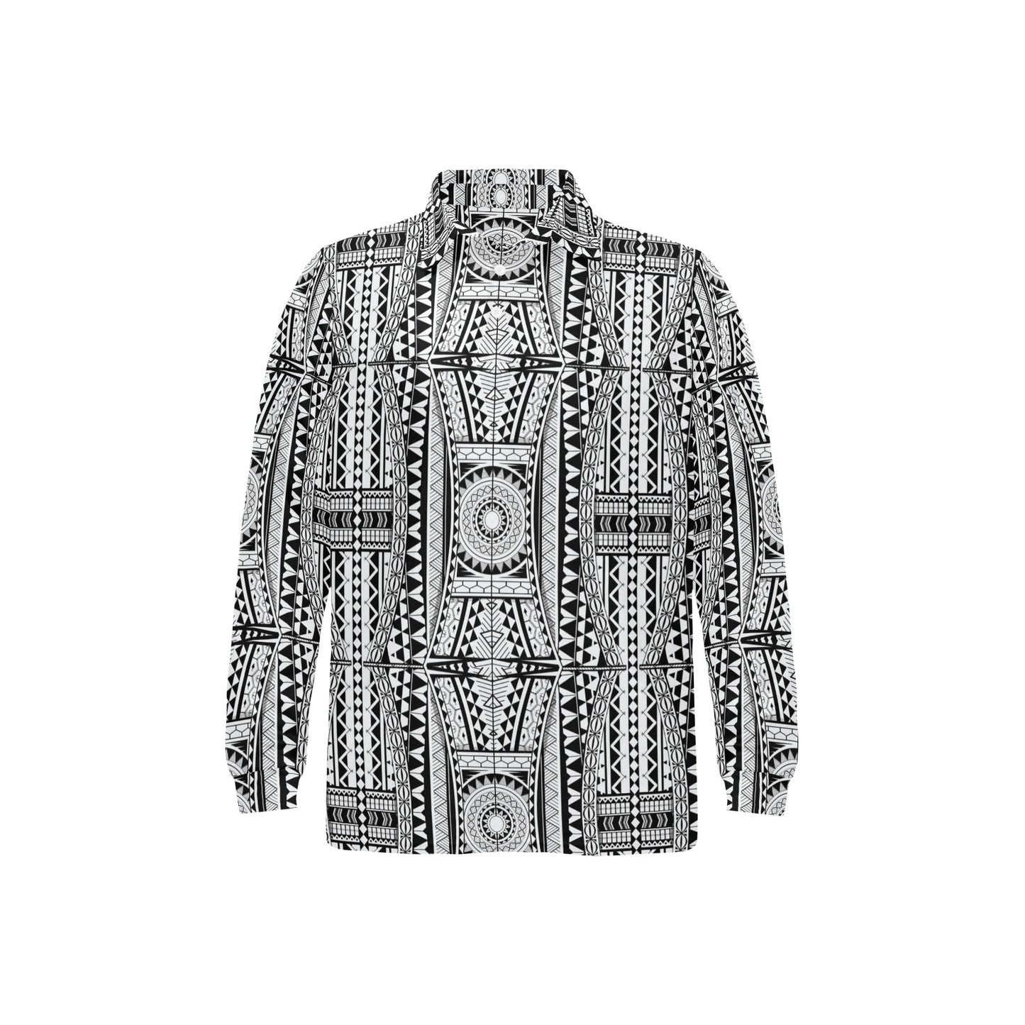 Polynesian Tattoo Design Long Sleeve Polo Shirt For Men's