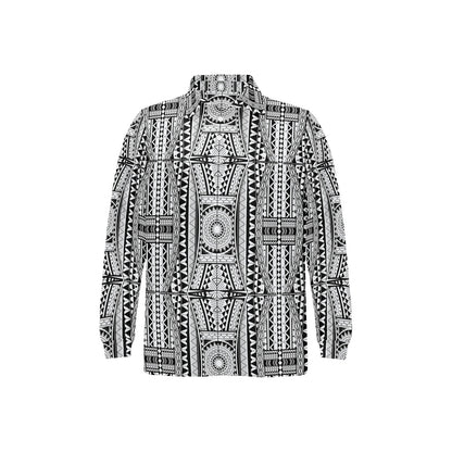 Polynesian Tattoo Design Long Sleeve Polo Shirt For Men's