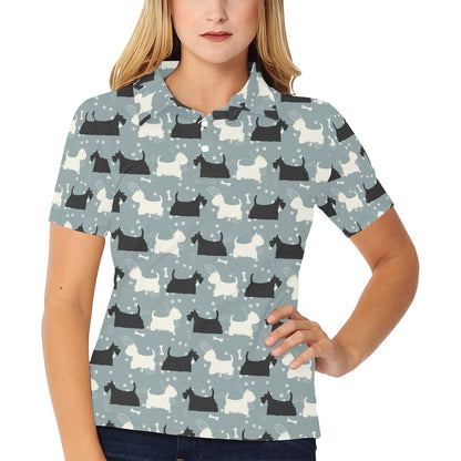Scottish Terriers Print Design LKS301 Women's Polo Shirt
