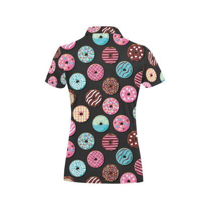 Donut Pattern Print Design DN02 Women's Polo Shirt