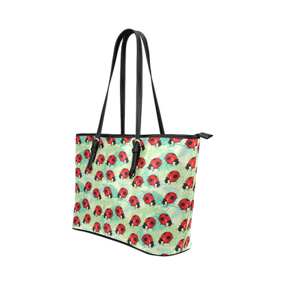 Ladybug Cute Print Pattern Leather Tote Bag