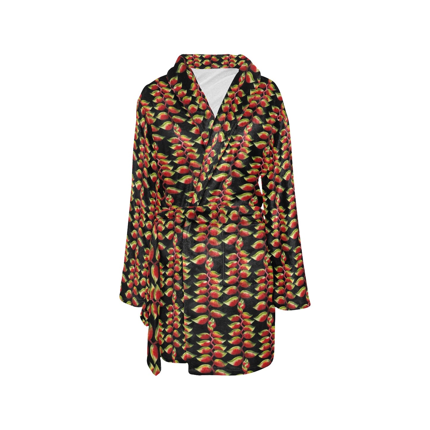 Heliconia Pattern Print Design HL05 Women's Fleece Robe