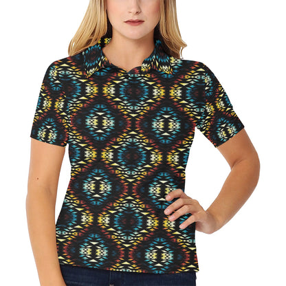 Tribal Pattern Print Design LKS309 Women's Polo Shirt