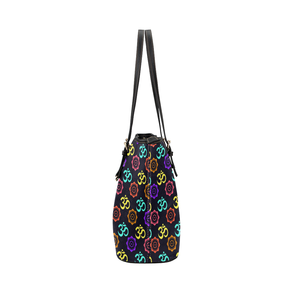 Chakra OM Print Pattern Leather Tote Bag