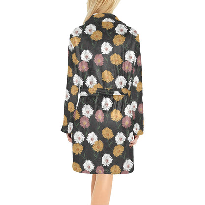 Daisy Pattern Print Design DS04 Women's Fleece Robe