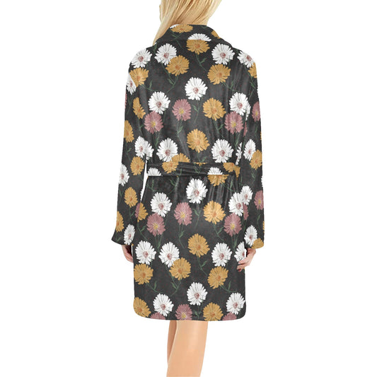 Daisy Pattern Print Design DS04 Women's Fleece Robe