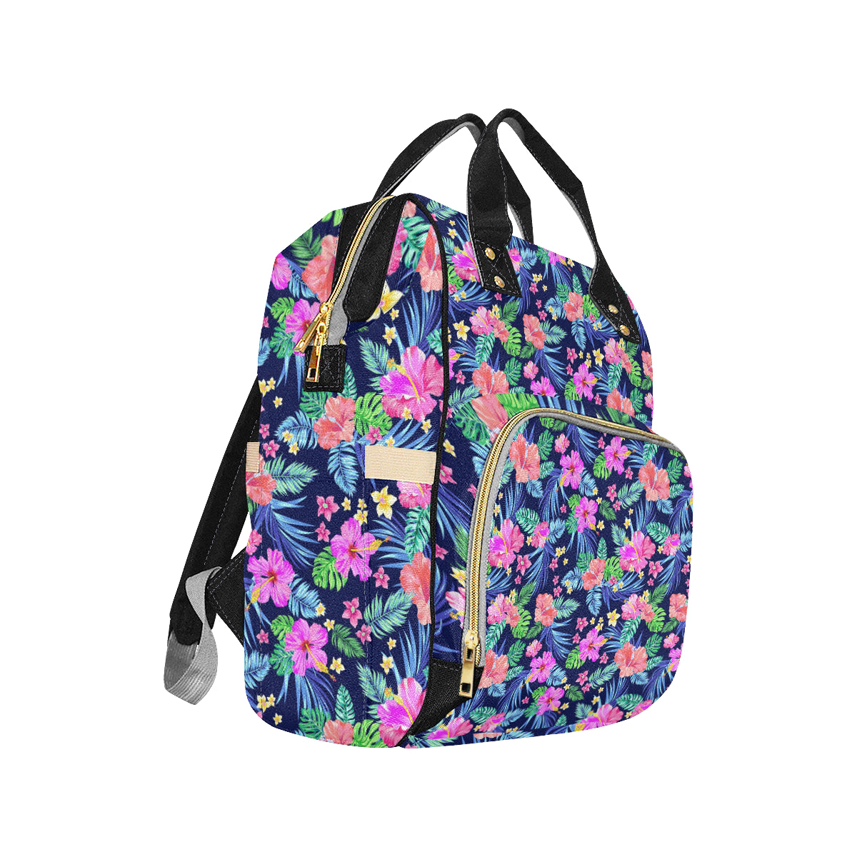 Neon Hibiscus Pattern Print Design HB016 Diaper Bag Backpack