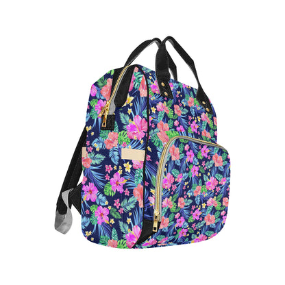 Neon Hibiscus Pattern Print Design HB016 Diaper Bag Backpack