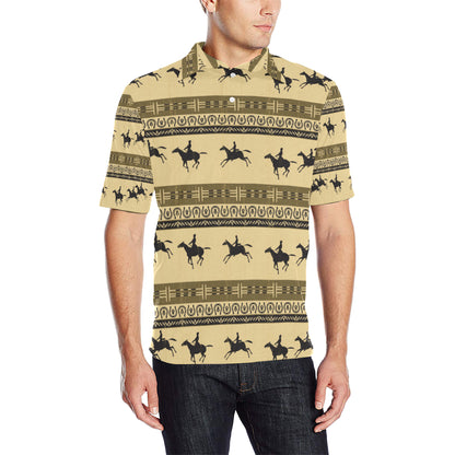 Horse Pattern Prnt Men Polo Shirt