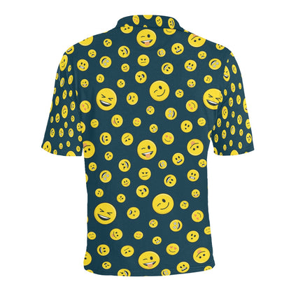 Smiley Face Emoji Print Design LKS301 Men Polo Shirt