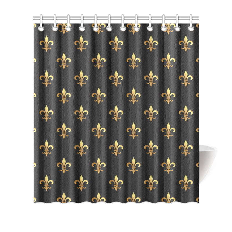 Fleur De Lis Gold Pattern Print Design 03 Shower Curtain